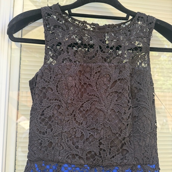 SACHIN AND BOBBY Noir Elegant Cobalt Blue with Black Lace Cocktail Dress NWT - Picture 12 of 14